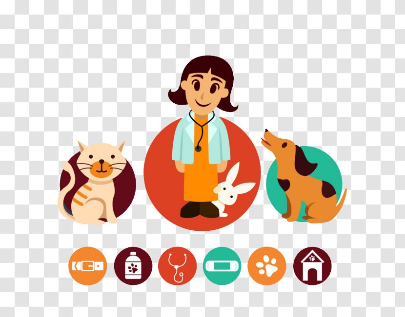 Dog Cat Physician Veterinarian Illustration - Lovely Doctor Transparent PNG