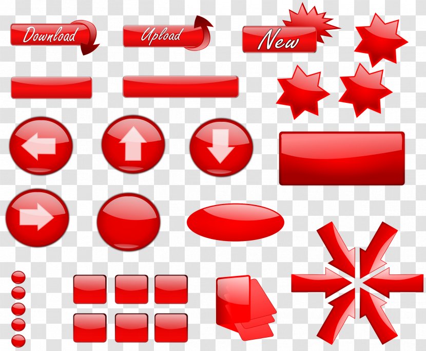 Button Clip Art - Red - Buttons Transparent PNG