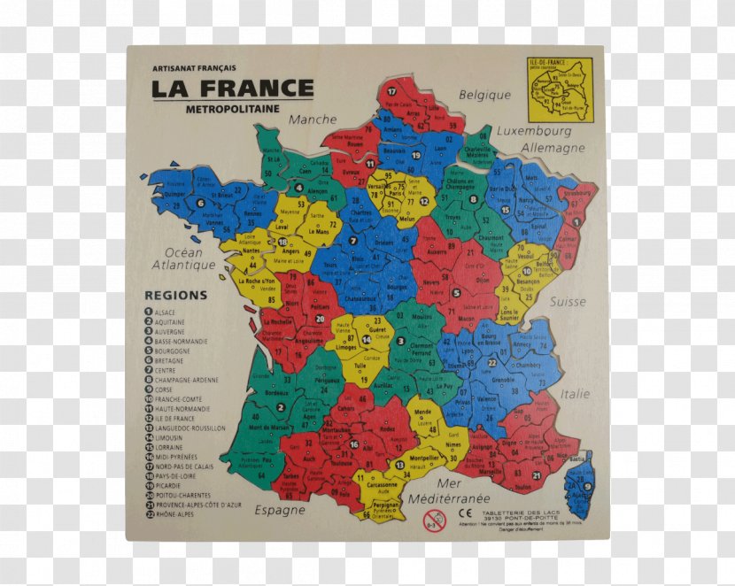 Jigsaw Puzzles Map Departments Of France Regions Toy Transparent PNG