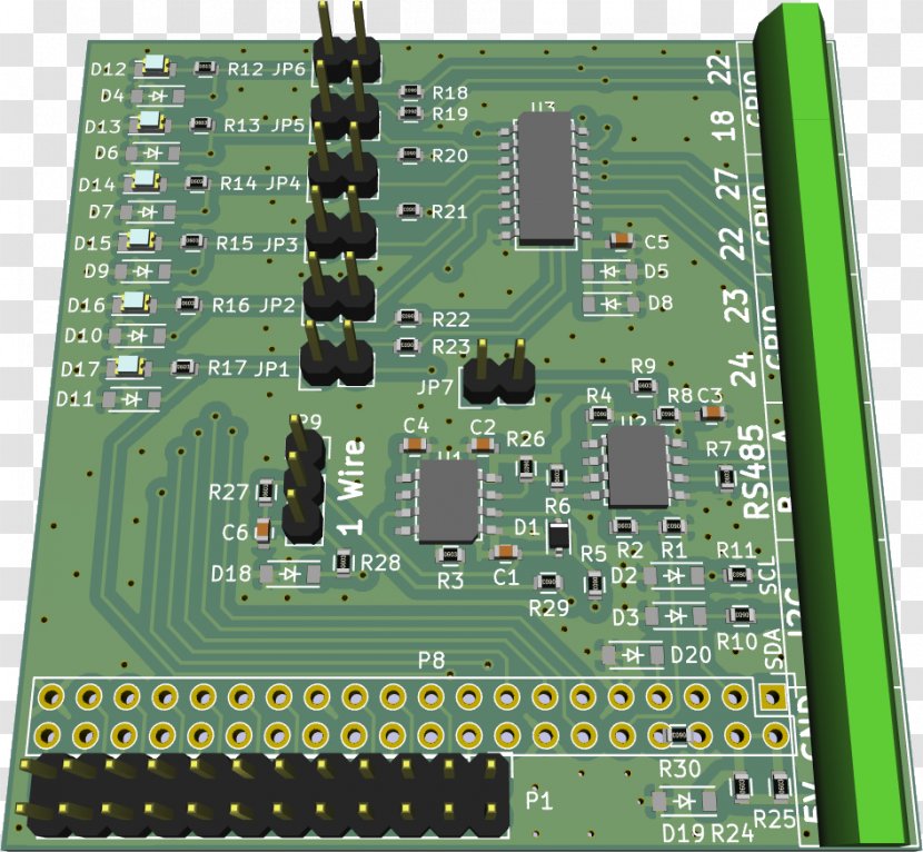 Microcontroller Electronics 1-Wire Electronic Component Raspberry Pi - Io Card - EXPANDER Transparent PNG