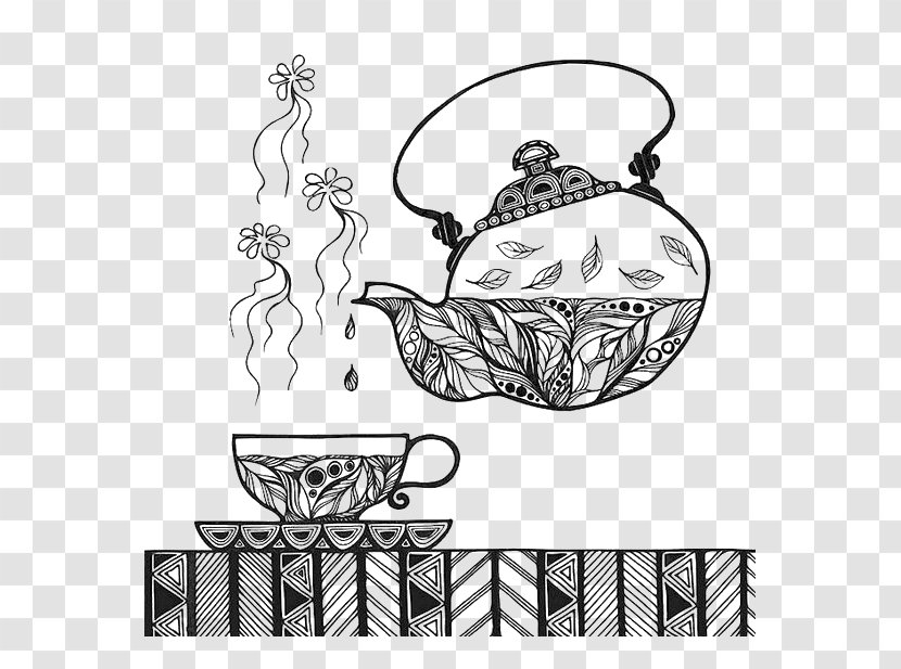 Coffee Teapot Drawing - Artwork - Hand-painted Tea Transparent PNG