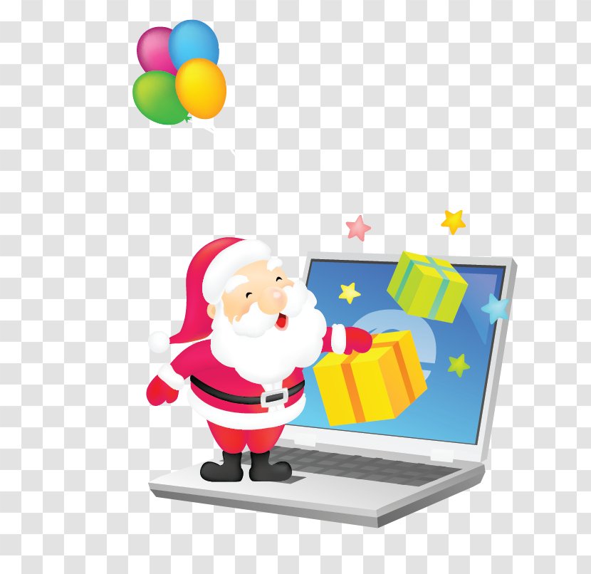 Santa Claus Christmas Card - Play - Computer Cartoon Balloon Decoration Transparent PNG