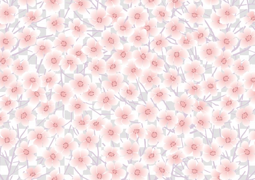 Cherry Blossom Cerasus Euclidean Vector - Japanese Background Transparent PNG
