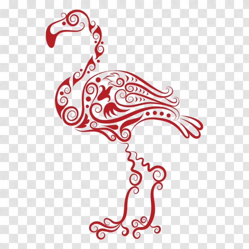 Flamingo Tattoo Illustration - Vertebrate - Ostrich Transparent PNG