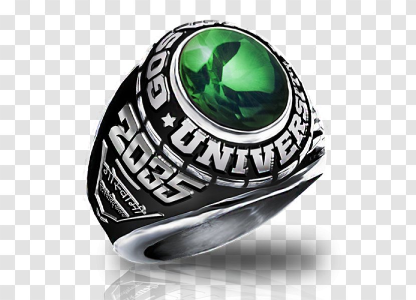 Class Ring Gemstone Jewellery Silver - Emerald - Graduation Transparent PNG