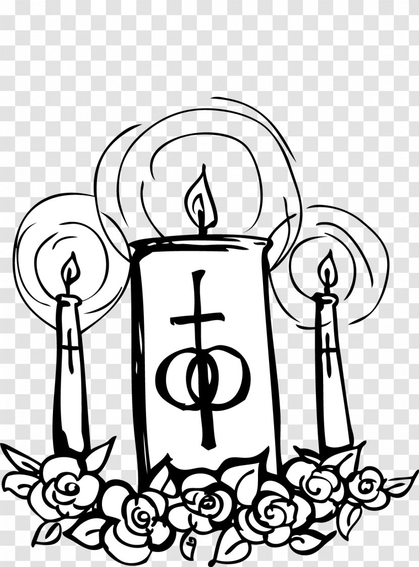 Catholic Church Catholicism Wedding Clip Art - Black And White - Candles Transparent PNG