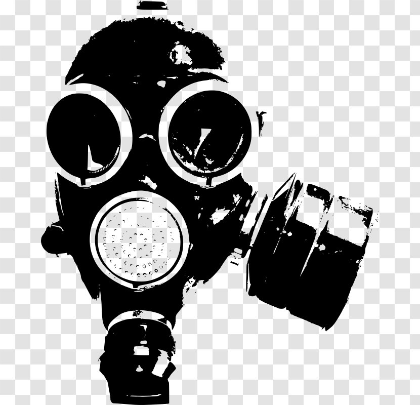 Gas Mask Clip Art - Black And White - Movement Transparent PNG