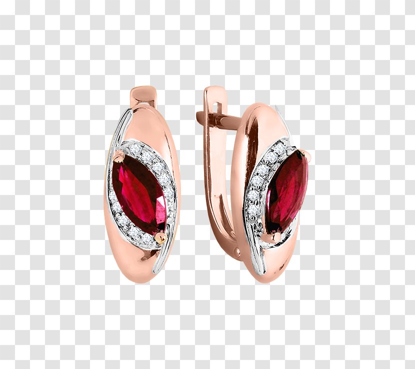 Ruby Earring Silver Gold - Diamond Transparent PNG