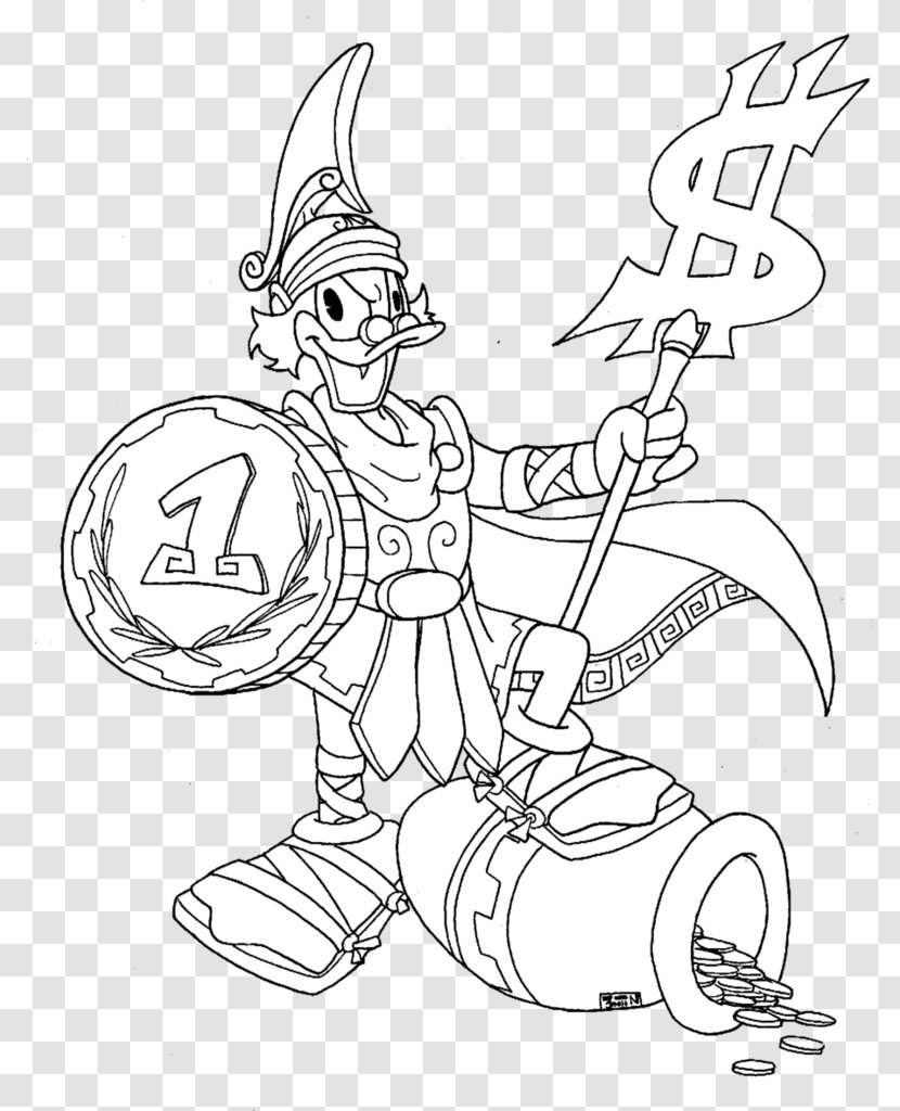 Scrooge McDuck Donald Duck Ebenezer Line Art Drawing - Black And White Transparent PNG