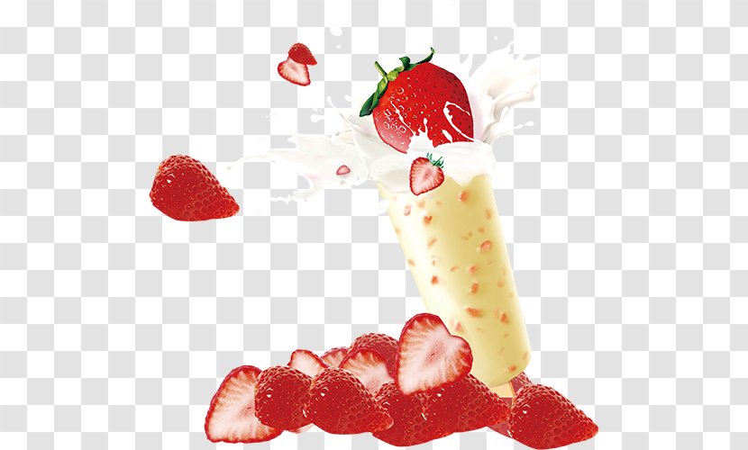 Ice Cream Juice Soured Milk Cows - Drink - Many Strawberry Transparent PNG