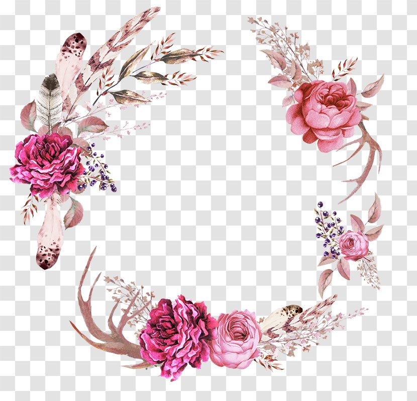 Flower Wedding Blanket Clip Art - Pink - Wreath Transparent PNG
