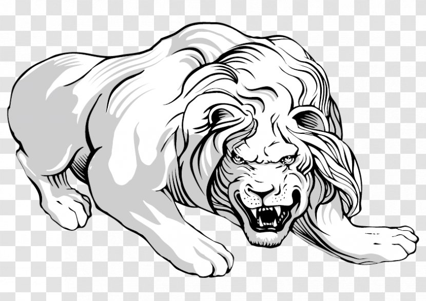 Lion Tiger Black And White - Heart - Vector Ferocious Transparent PNG