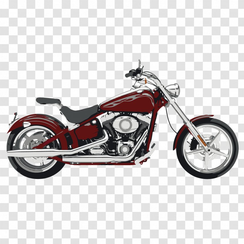 Harley-Davidson Softail Motorcycle Rocker Cruiser - Harley Davidson Super Glide - Vector Red Racing Car Transparent PNG