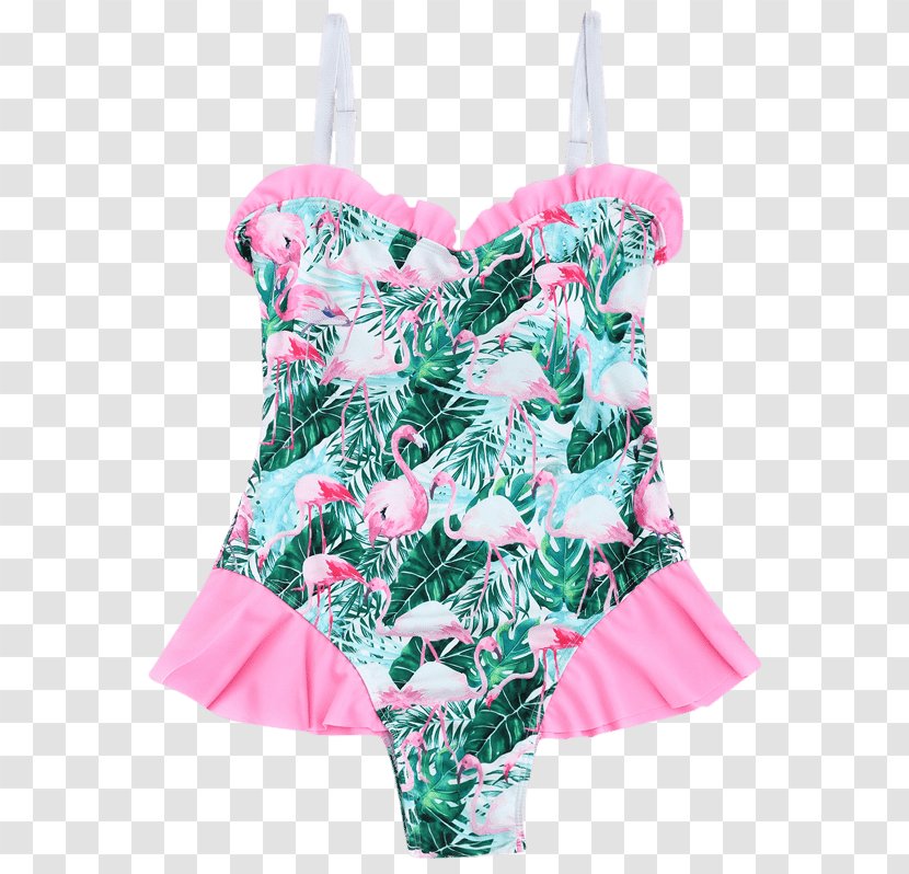 One-piece Swimsuit T-shirt Halterneck Clothing - Cartoon - Watercolor Flamingo Transparent PNG
