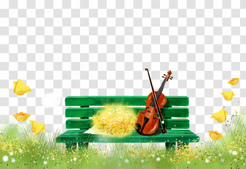 Musical Instrument Violin Illustration - Silhouette - Outdoor Flower Wooden Chair Transparent PNG