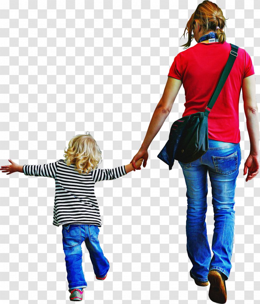 Jeans Cartoon - Holding Hands - Father Costume Transparent PNG