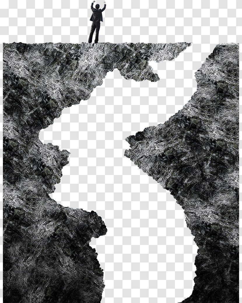 Business Man Standing On A Cliff - Monochrome Photography - Pattern Transparent PNG