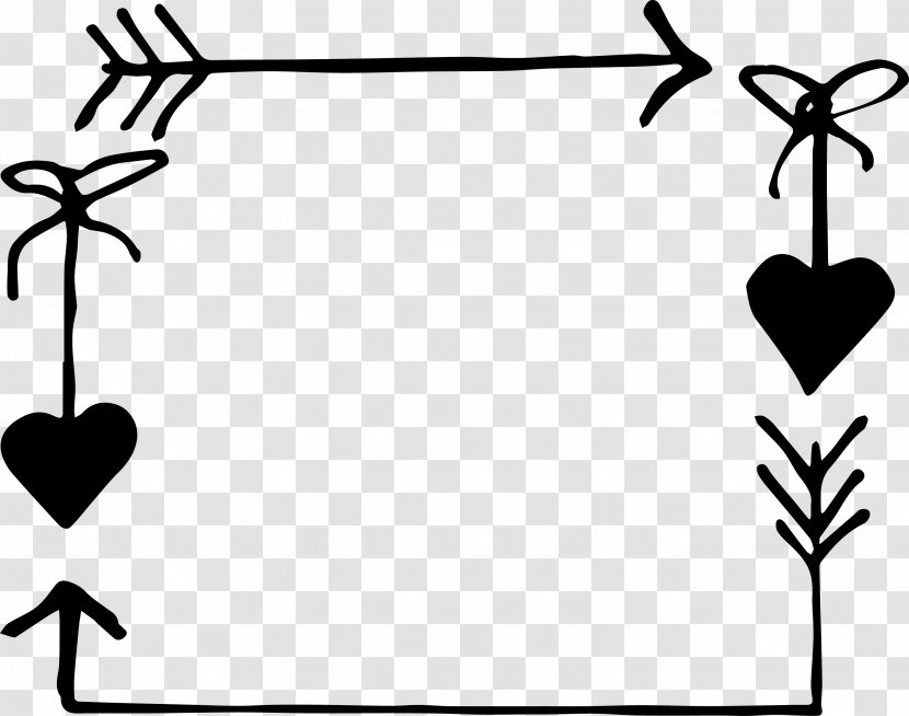 Twig Line Art Leaf Clip - Heart - Hand Drawn Frames Transparent PNG