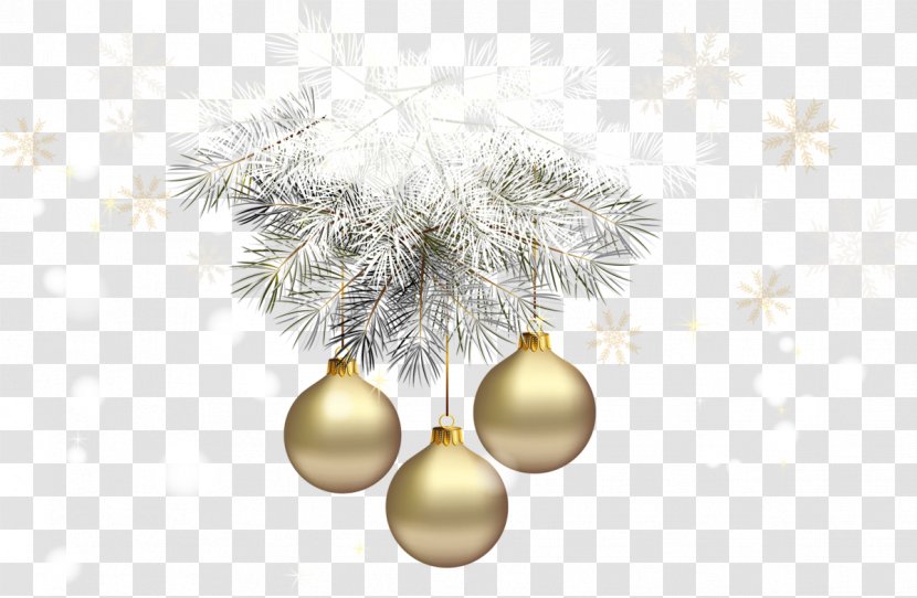Christmas Ornament Decoration Tree Clip Art - Product Design - Gold Transparent Balls With Silver Pine Clipart Transparent PNG