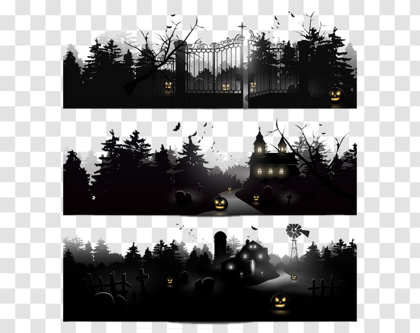 Halloween - Tree - Black Background Transparent PNG