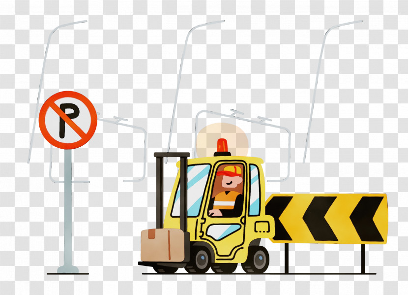 Transport Machine Cartoon Yellow Line Transparent PNG