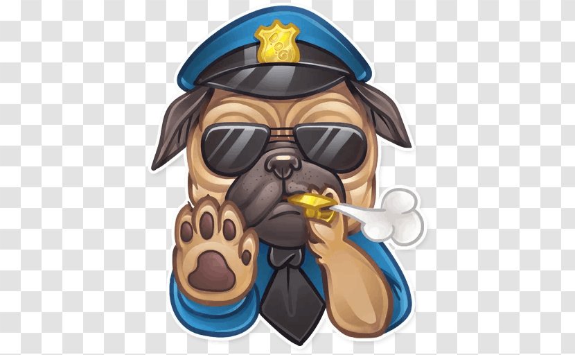 Pug Sticker Canidae Snout Telegram - Cartoon Transparent PNG