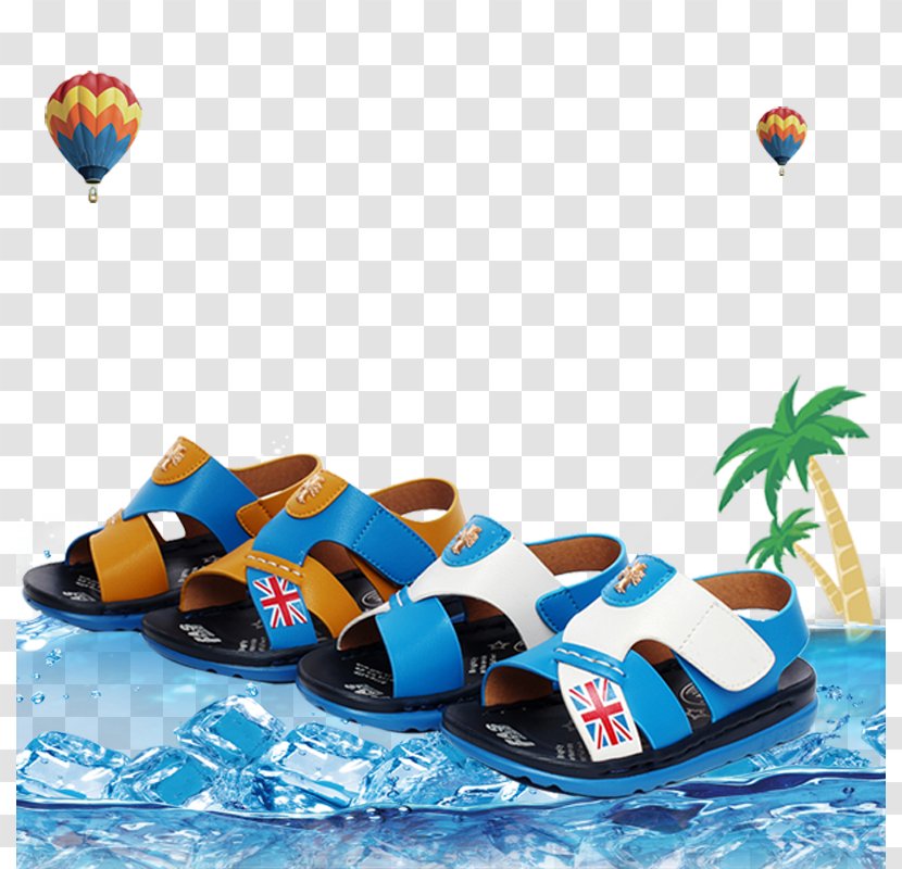 Slipper Sandal Shoe Child - Children's Sandals Shoes Products In Kind Of Ice Coconut Tree Hot Air Balloon Transparent PNG