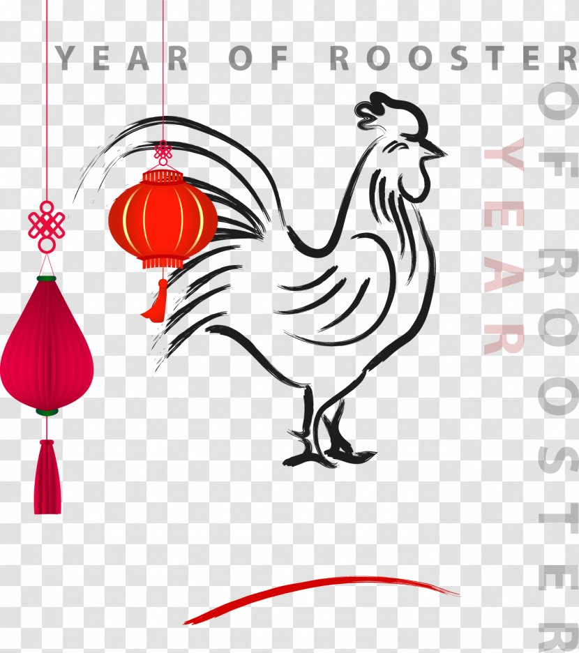 Chinese New Year Rooster Calendar - Years Day - Hand-painted Greeting Card Vector Material Transparent PNG