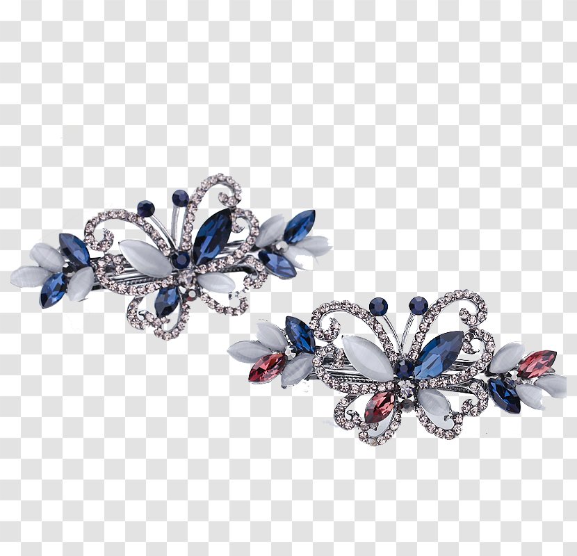 Butterfly Barrette Blue Hairpin - Transparency And Translucency - Crystal Transparent PNG