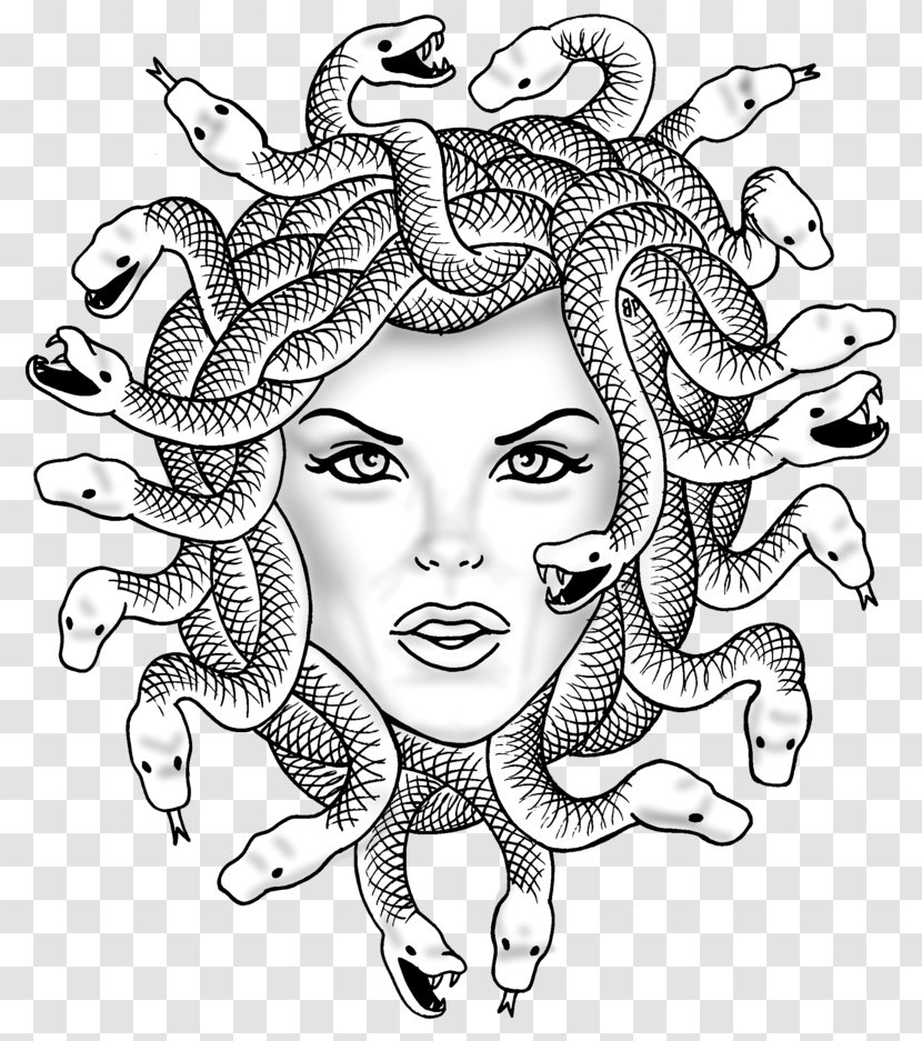 Medusa Gorgon Chthonic Coloring Book - Watercolor - Lifetime Vector Transparent PNG