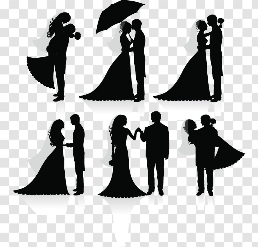 Wedding Invitation Bridegroom Silhouette - Gown - Vector Material Wedding, Transparent PNG