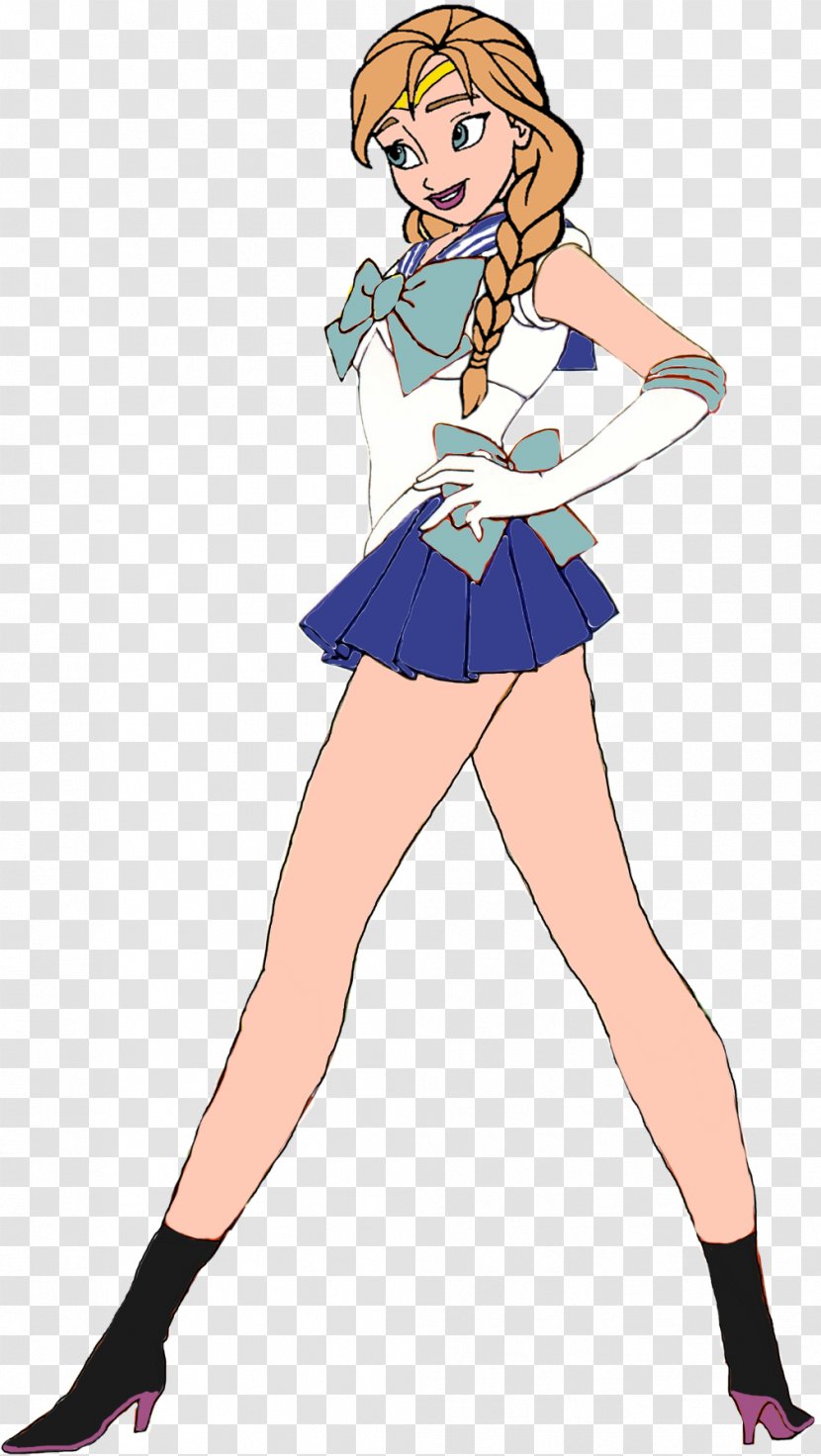 Anna Elsa Disney Princess Sailor Senshi Moon - Watercolor Transparent PNG