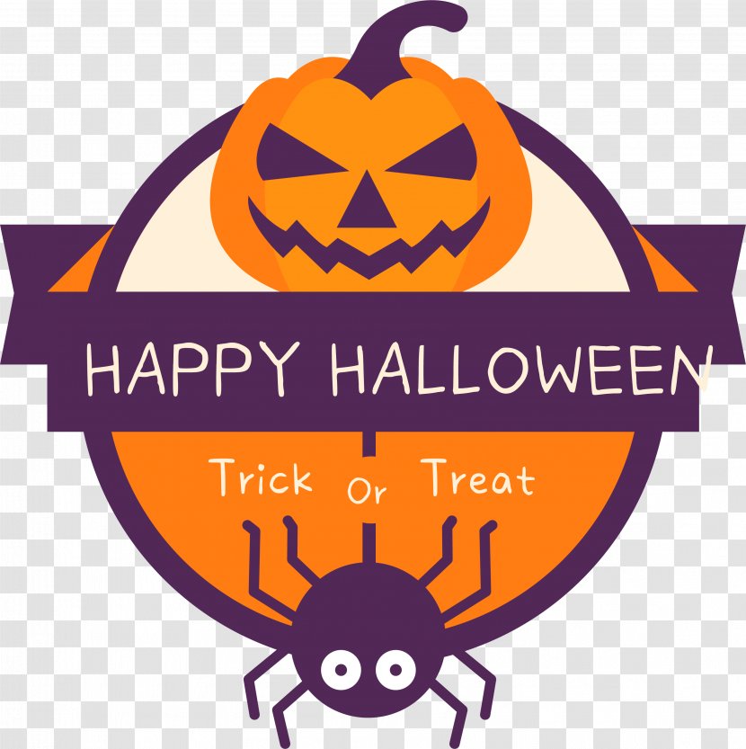 Pumpkin Spider Halloween - Label - Tags Transparent PNG