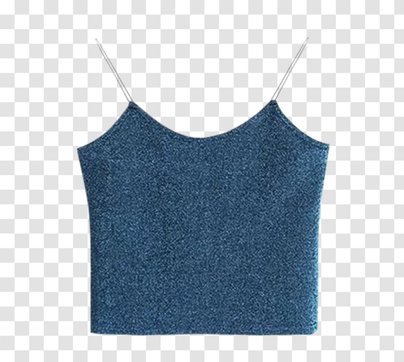 Spaghetti Strap Dress T-shirt Fashion Top - Blue - Glittering And Translucent Transparent PNG