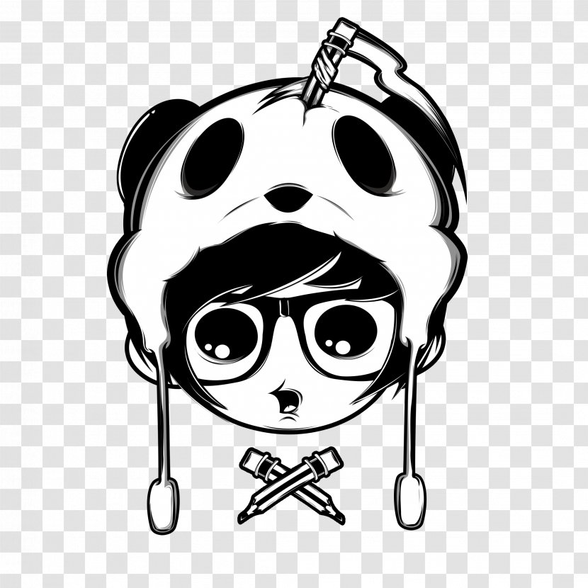 Giant Panda Doodle Art Pattern - Vision Care - Tumblr Sticker Transparent PNG