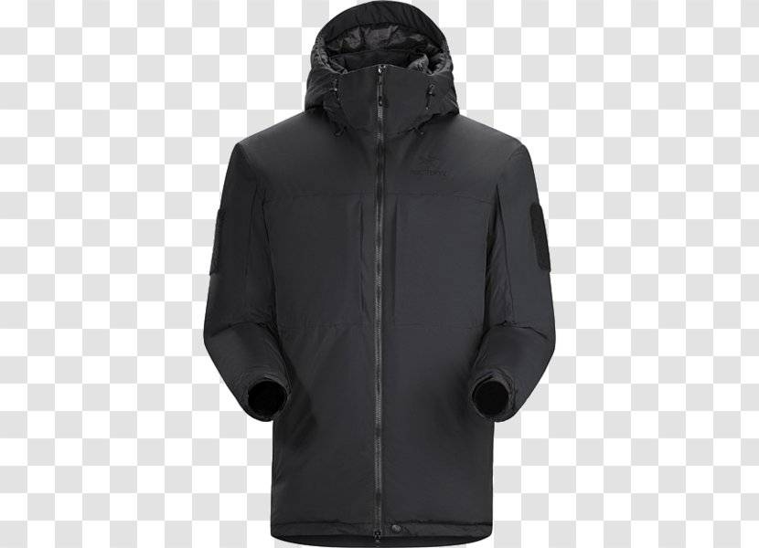 Arc'teryx LEAF Alpha Jacket LT Hoodie Coat - Tactical Black With Hood Transparent PNG