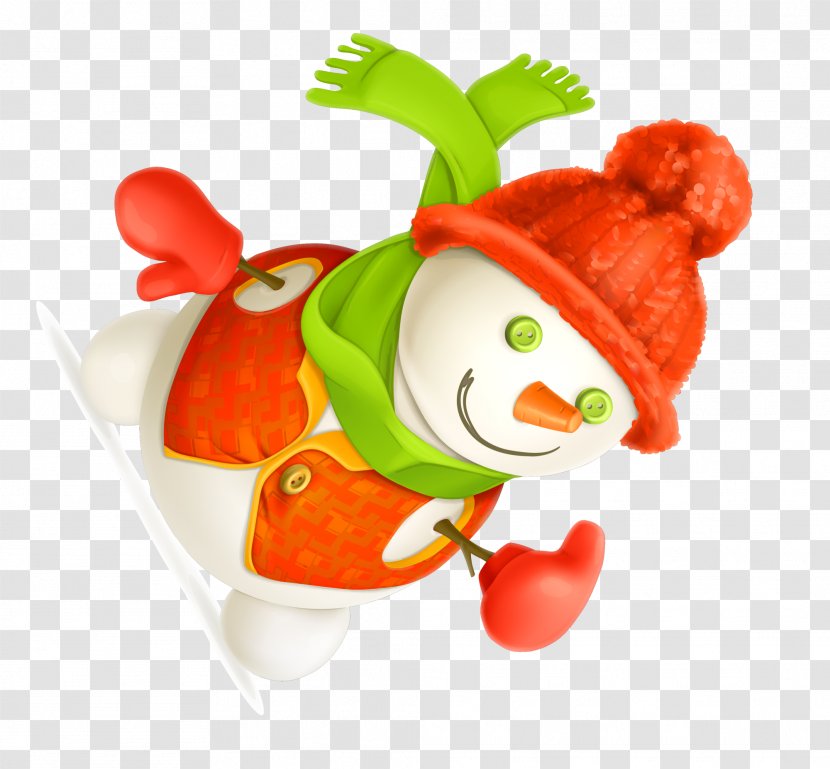 Cartoon Snowman Clip Art - Orange Transparent PNG