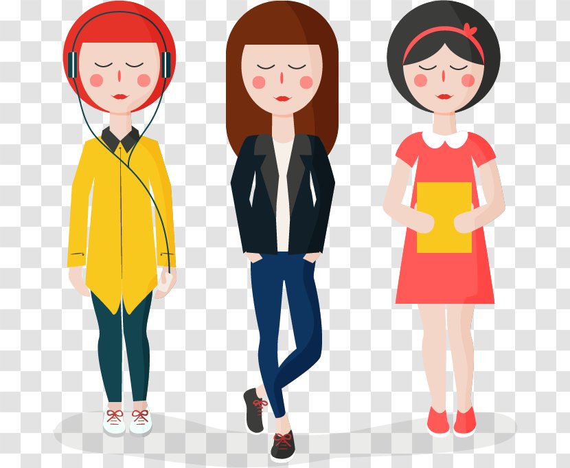 T-shirt Designer Illustration - Silhouette - Cartoon Girls Design Vector Material Transparent PNG