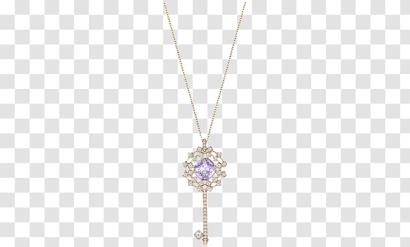 Pendant Necklace Purple Amethyst Chain - Swarovski Jewelry Key Women Transparent PNG