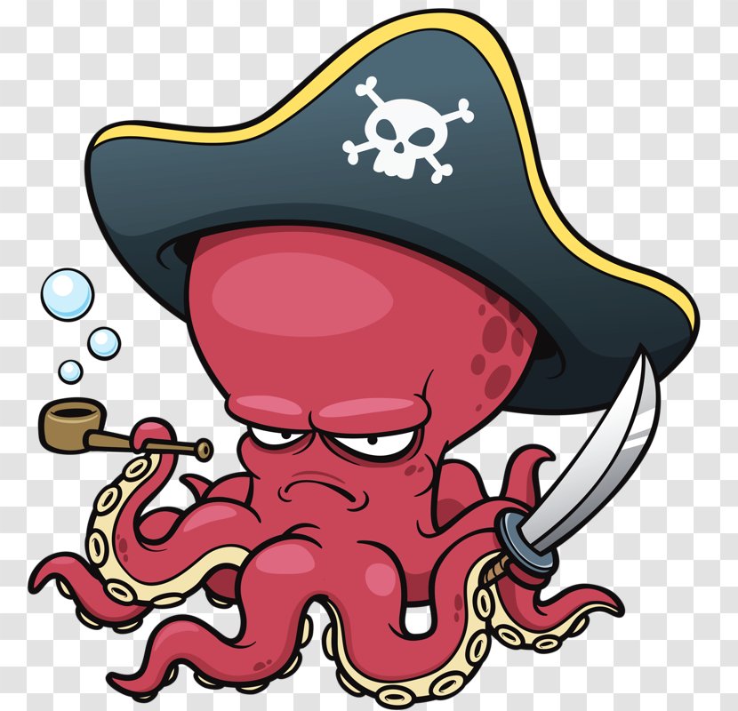 Octopus Cartoon Clip Art - Watercolor - Pirate Transparent PNG