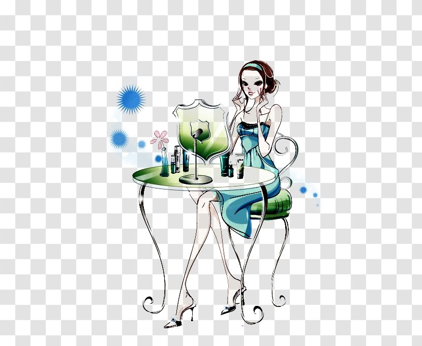 Drawing Make-up Animation Illustration - Table - Makeup Woman Transparent PNG