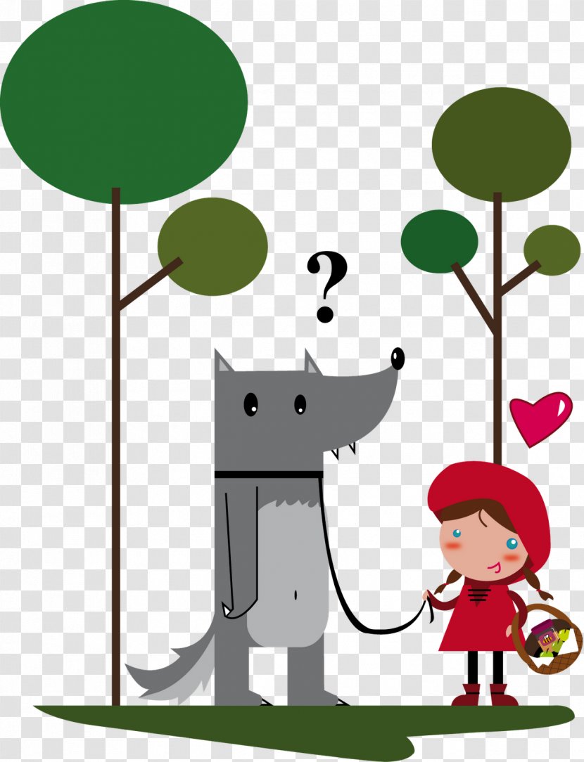 Little Red Riding Hood Big Bad Wolf Gray Short Story Fairy Tale - Drawing Transparent PNG