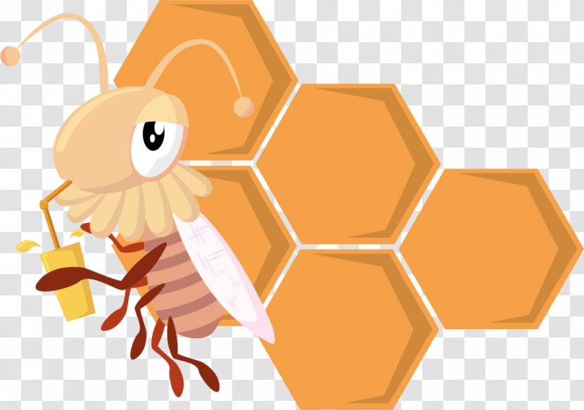 Honey Bee Juice Honeycomb - Nectar - Happy Cute Cartoon Animals Transparent PNG