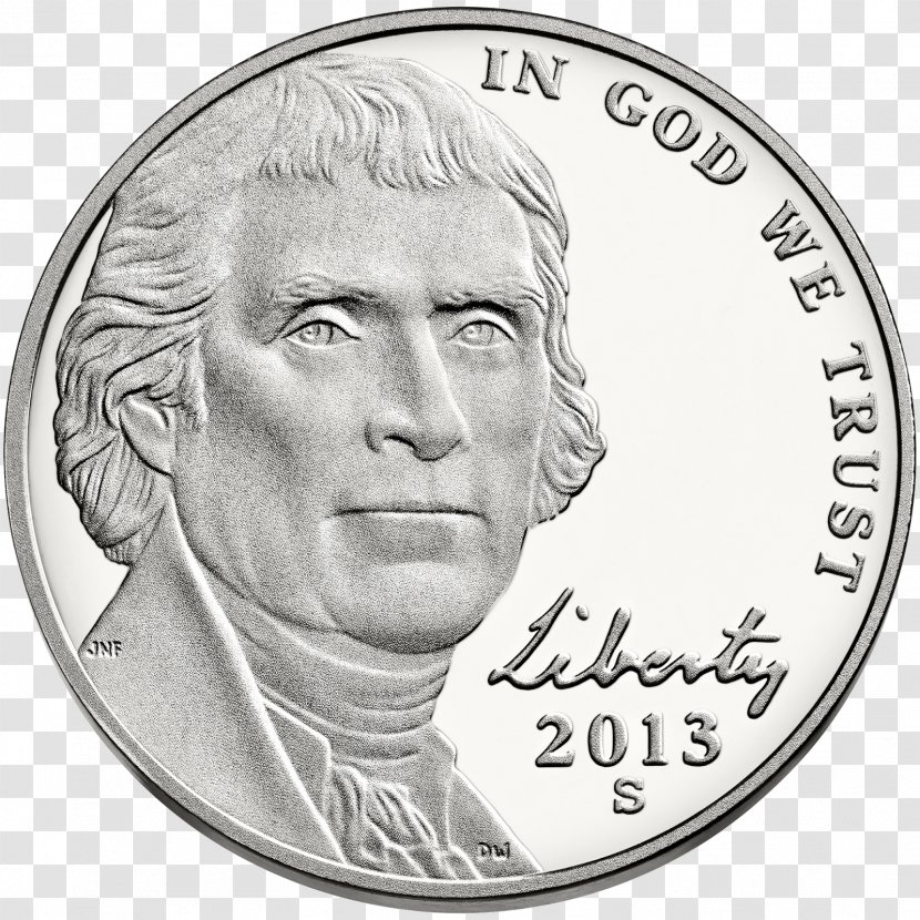 Philadelphia Mint Monticello Jefferson Nickel Coin - Silver Transparent PNG