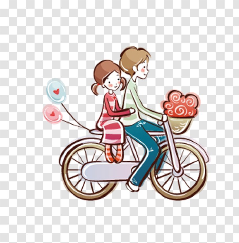 Bicycle Valentines Day - Cartoon - Tanabata Couple Poster Transparent PNG
