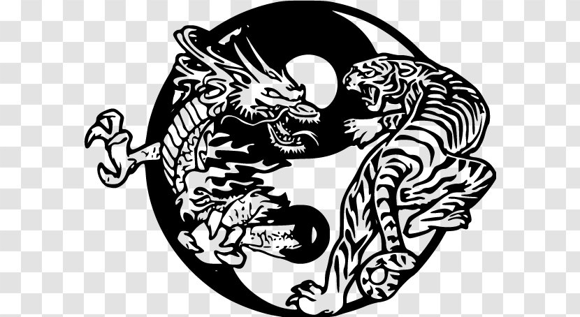 Tiger Yin And Yang Chinese Dragon Tattoo - Tree - Yinyang Transparent PNG