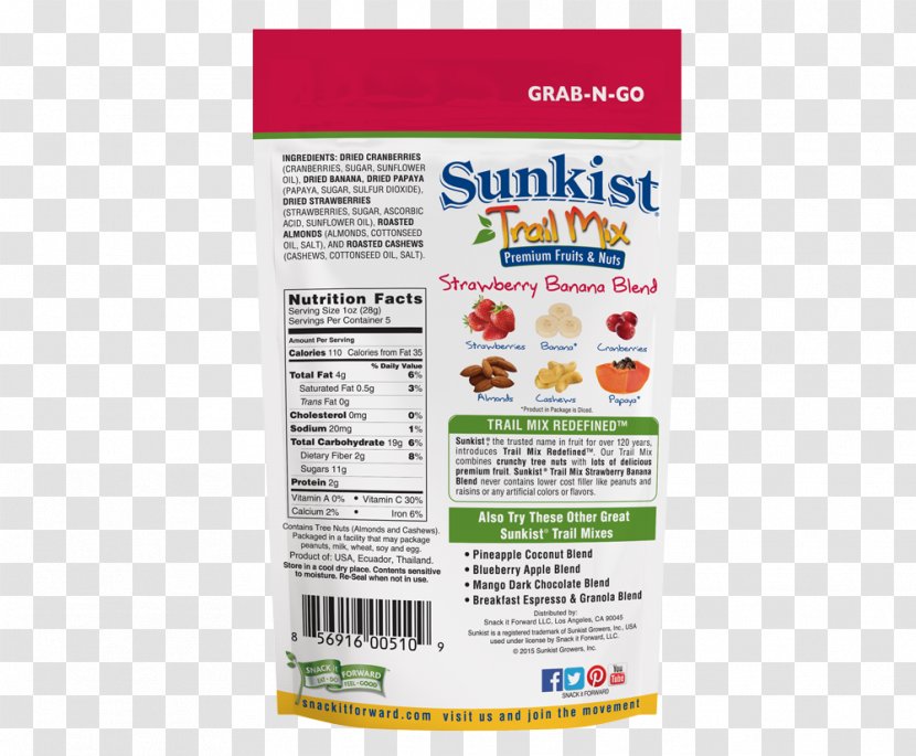 Trail Mix Sunkist Nut Strawberry Almond - Banana - Dry Fruit Transparent PNG