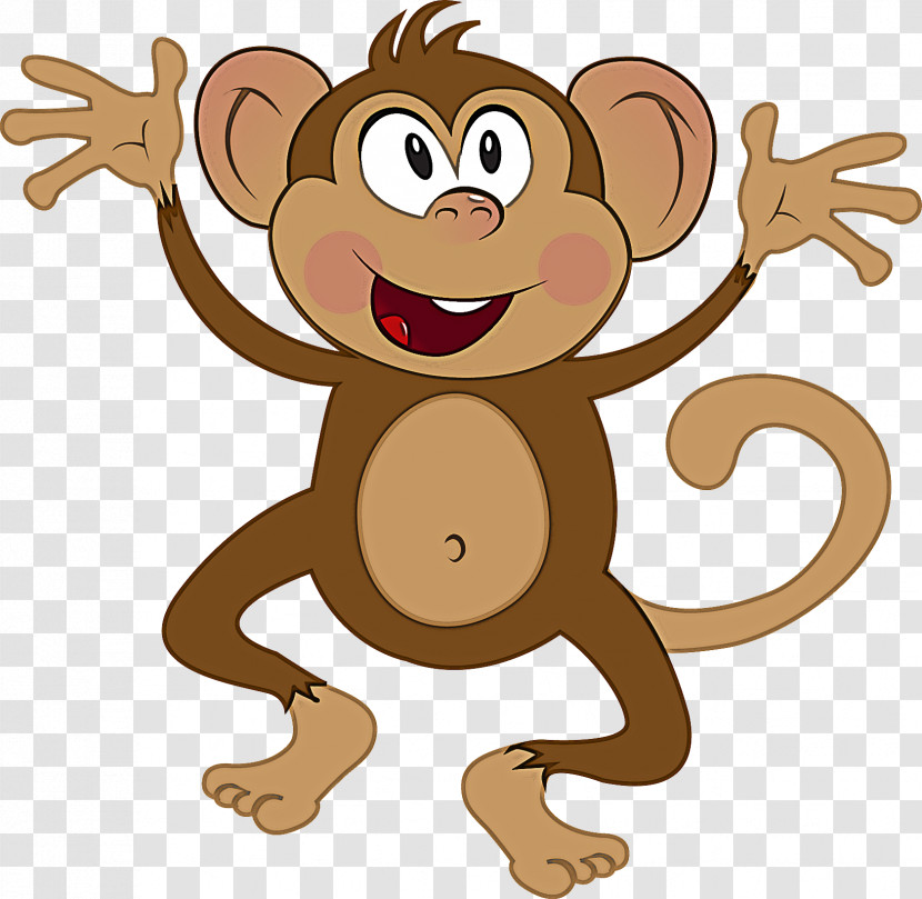 Cartoon Brown Sticker Animation Old World Monkey Transparent PNG