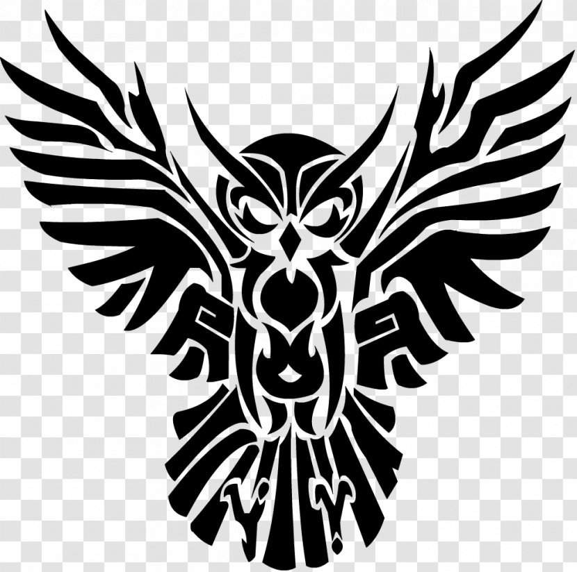 Tattoo Artist Black-and-gray Owl Tribal Gear - Drawing - Flying Transparent PNG