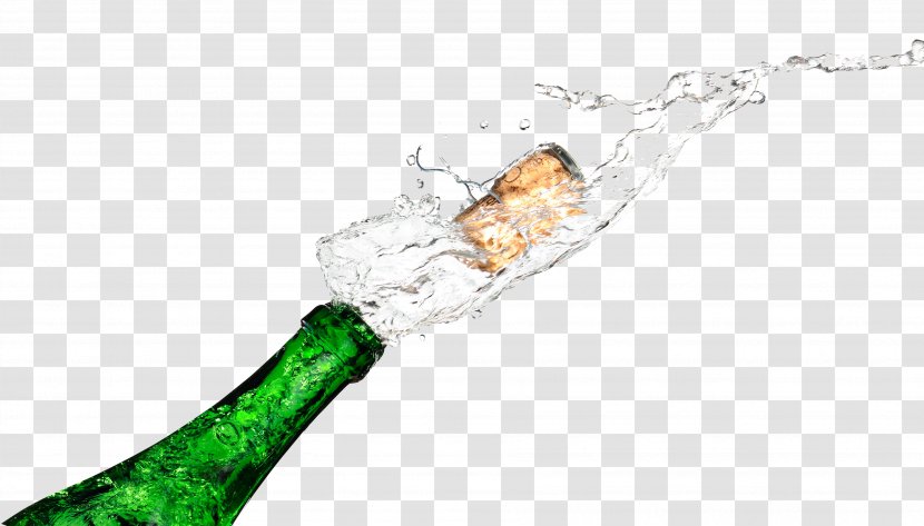Champagne Wine Soft Drink Bottle - Glass - Popping Transparent Transparent PNG